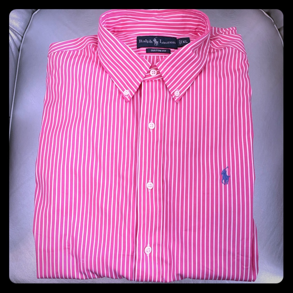 Ralph Lauren Men’s Pink White Stripe NWOT Size XL